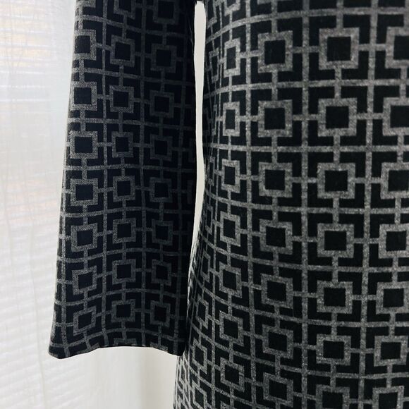 Grace Elements Charcoal Gray Thick Knit Cozy Sweater Dress Geometric - Size 6 - Picture 3 of 8